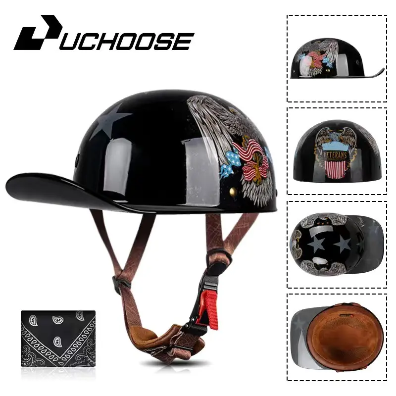 Vintage Helmet Prince Motorcycle Summer Electric Bike Half Helmet, Baseball Cap Style, Retro Design, Perfect for Warm Weather Riding