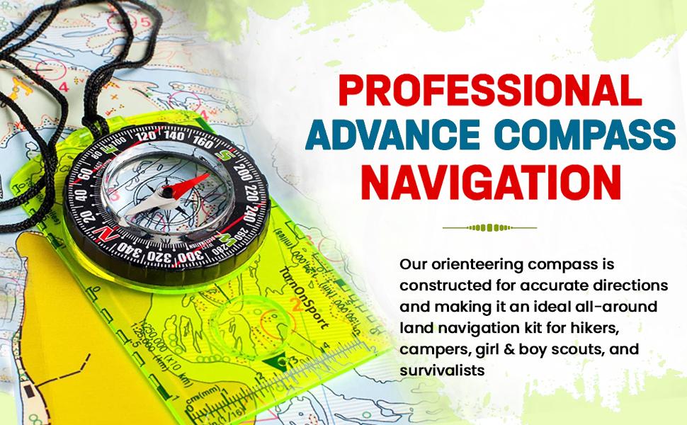 Orienteering Compass-Advanced Scout Compass for Hiking, Camping, and Backpacking-Best Survival Gifts for Kids