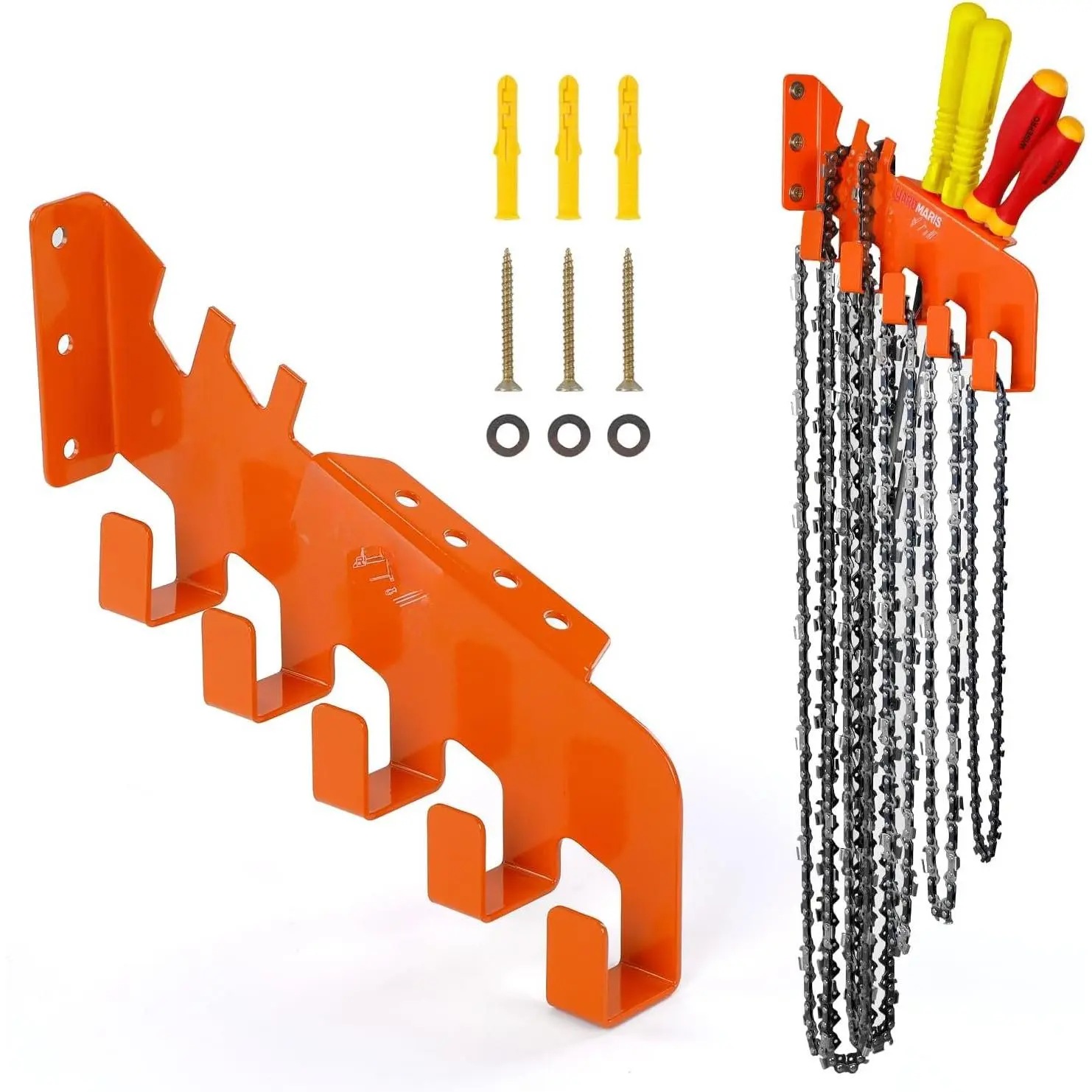Chain Hanger,  Chain Wall Mount with 5 Hooks | Heavy Duty  Chain Holder,  Chain Storage Rack,  Accessories Garage Shed Organizer