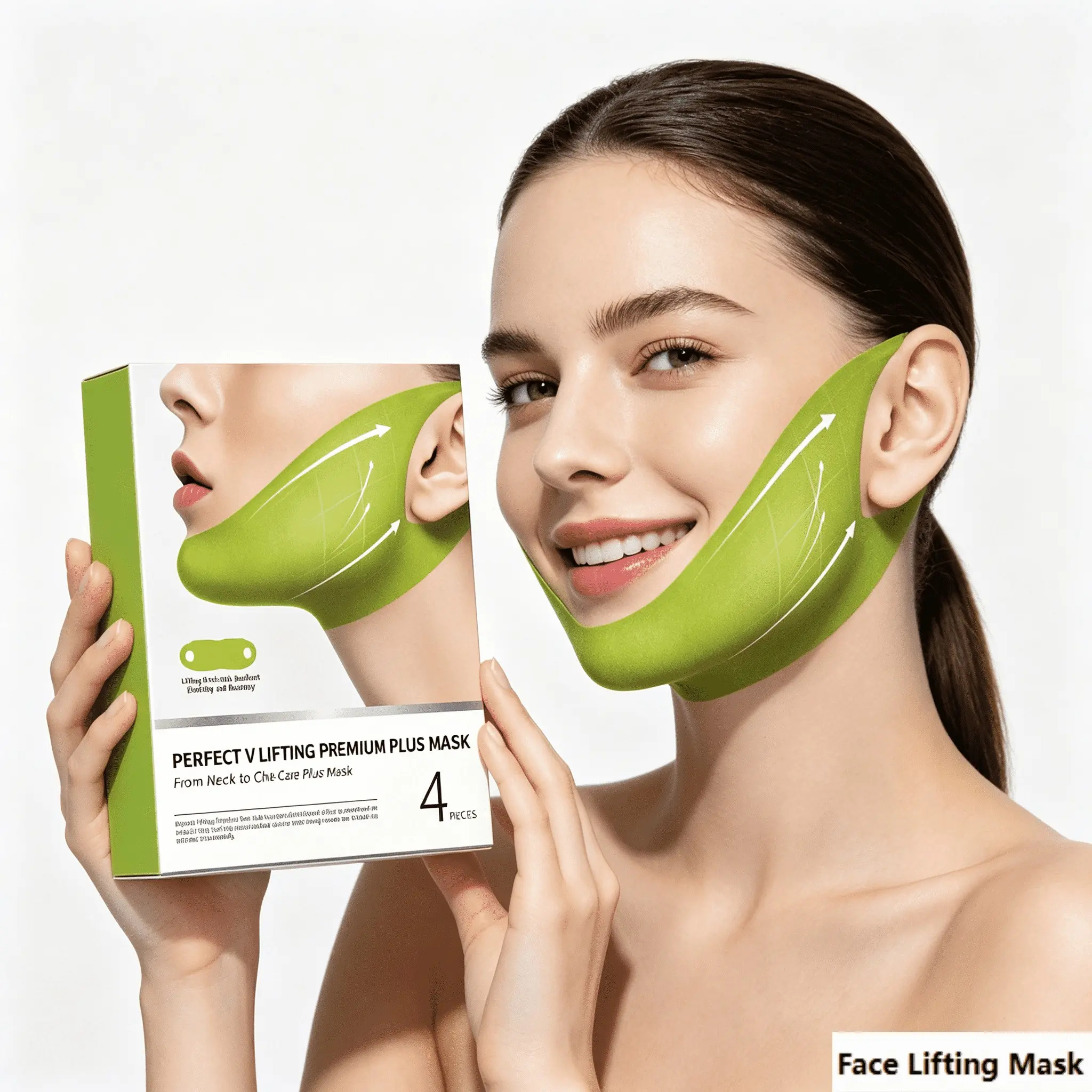 Snatched Jawline Sculpting Mask, Cactus Collagen Hydrating Firming, Minimize Double Chin, Facial Care, Nylon Fabric + Hydrogel