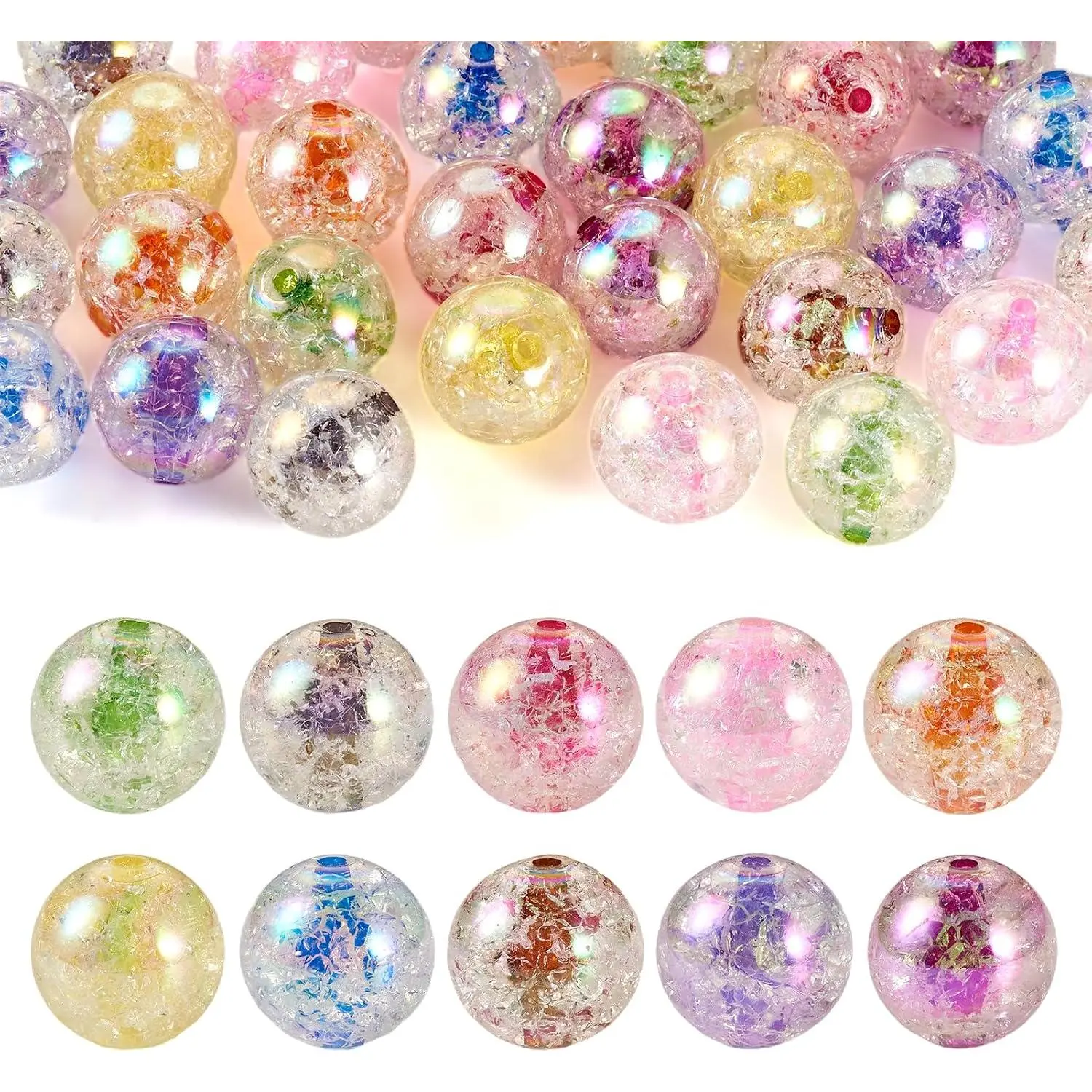 30 count 20mm  Crackle Bubblegum Beads AB Color Focal Beads Round Ball Chunky Bubble Spacer Beads for Pens Crafts DIY  Making Supplies