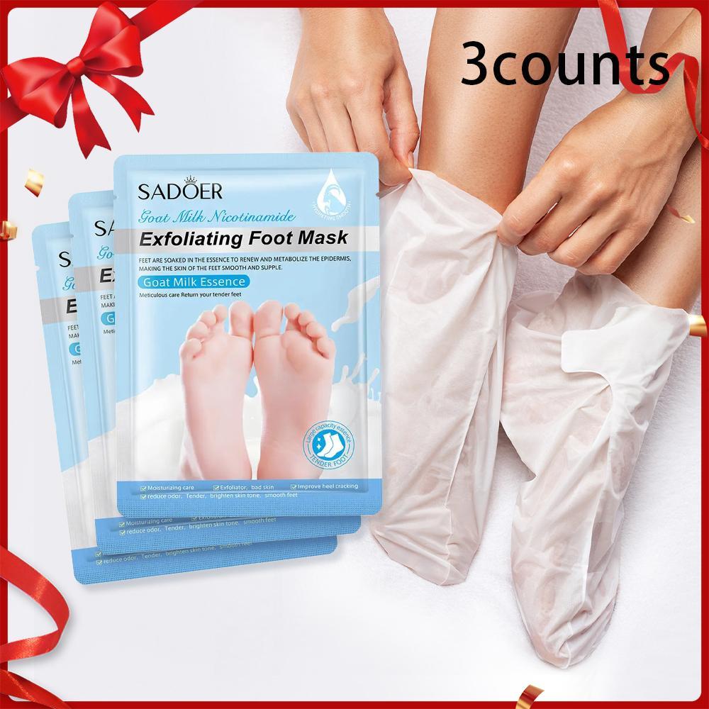 Skin-friendly Exfoliating Foot Mask, 3 Pairs Natural Moisturizing Hydrating Foot Care Mask for Christmas Gift, Nourishing Foot Care Product