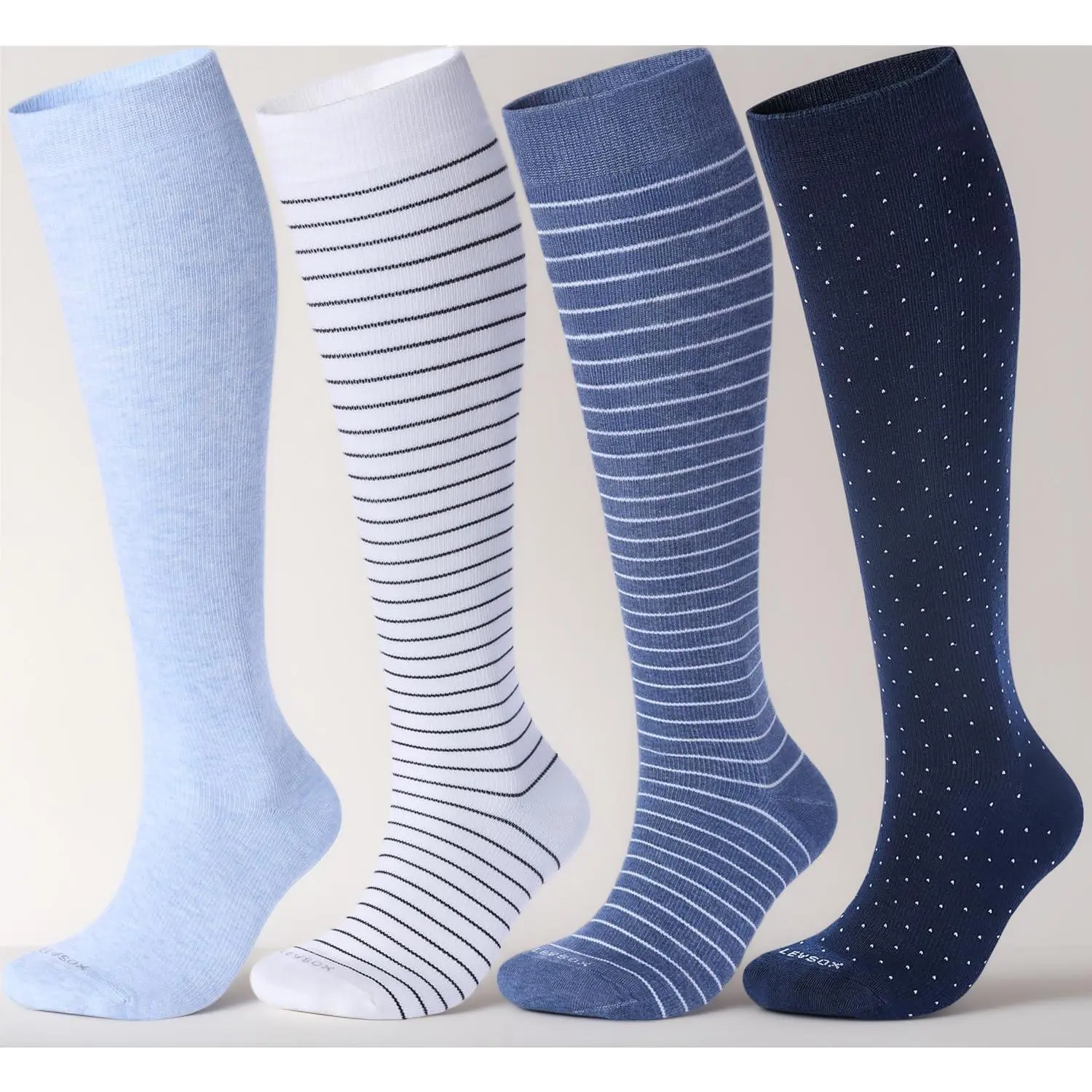 Unisex 20-30 mmHg Knee-Length Supportive Compression Socks for Nurses, Travel & Flight