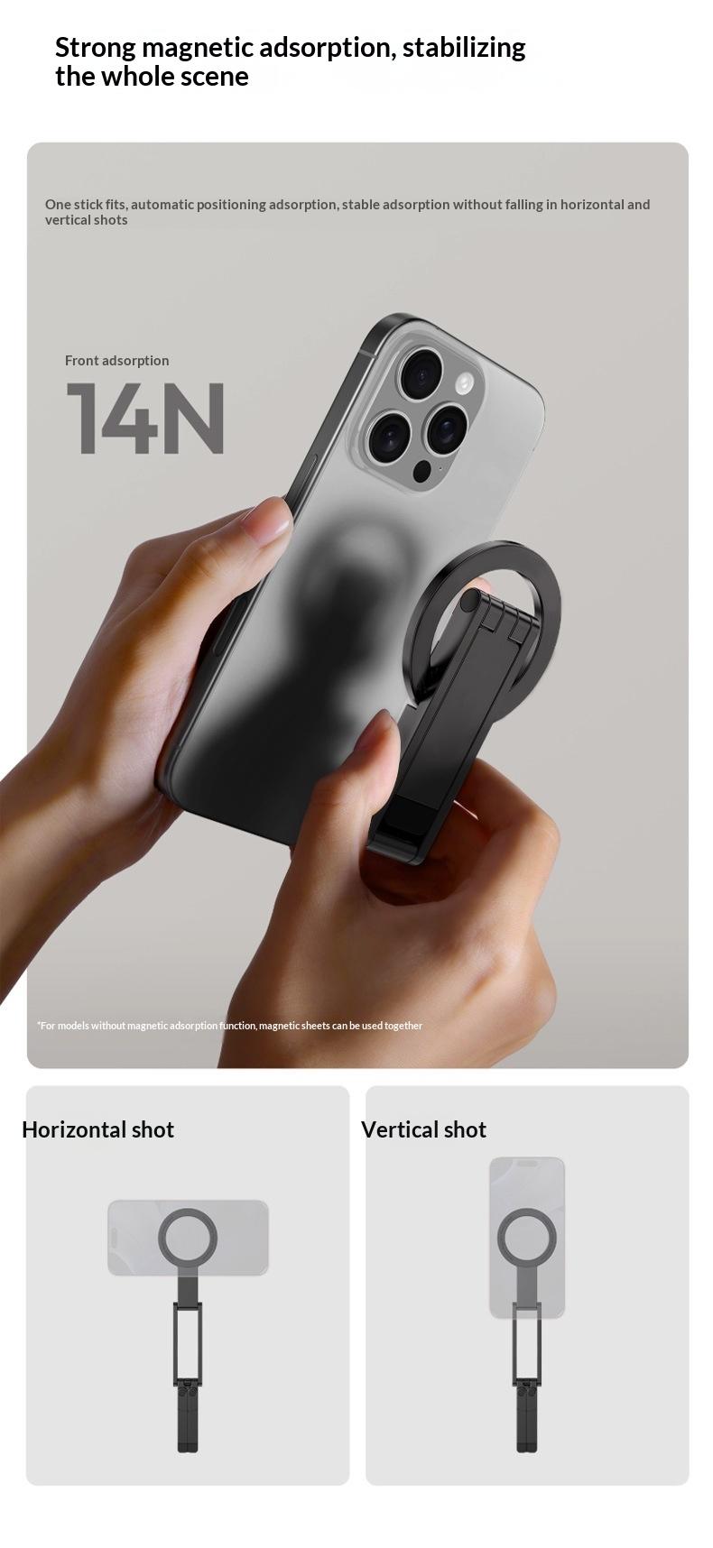 Cross-border new explosion magnetic tripod desktop folding mobile phone holder lazy portable folding live broadcast photo holder