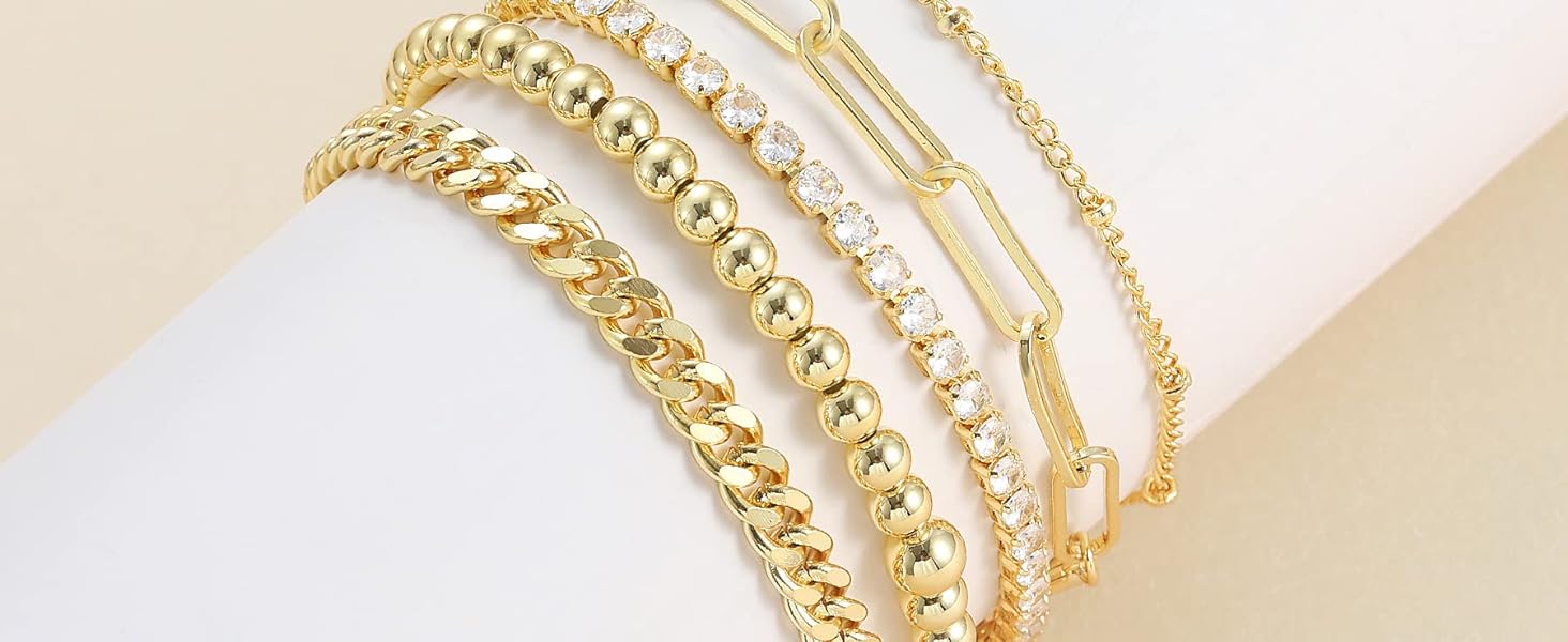 DEARMAY Bracelets For Women Jewelry Sets For Women Cute Tennis Bracelets For Fashion Cuban Link Paperclip Chain Dainty Bracelet Pack Gifts For Women Girls DEARMAY Bracelets For Women Jewelry Sets For Women Cute Tennis Bracelets For Fashion Cuban Link Paperclip Chain Dainty Bracelet Pack Gifts For Women Girls