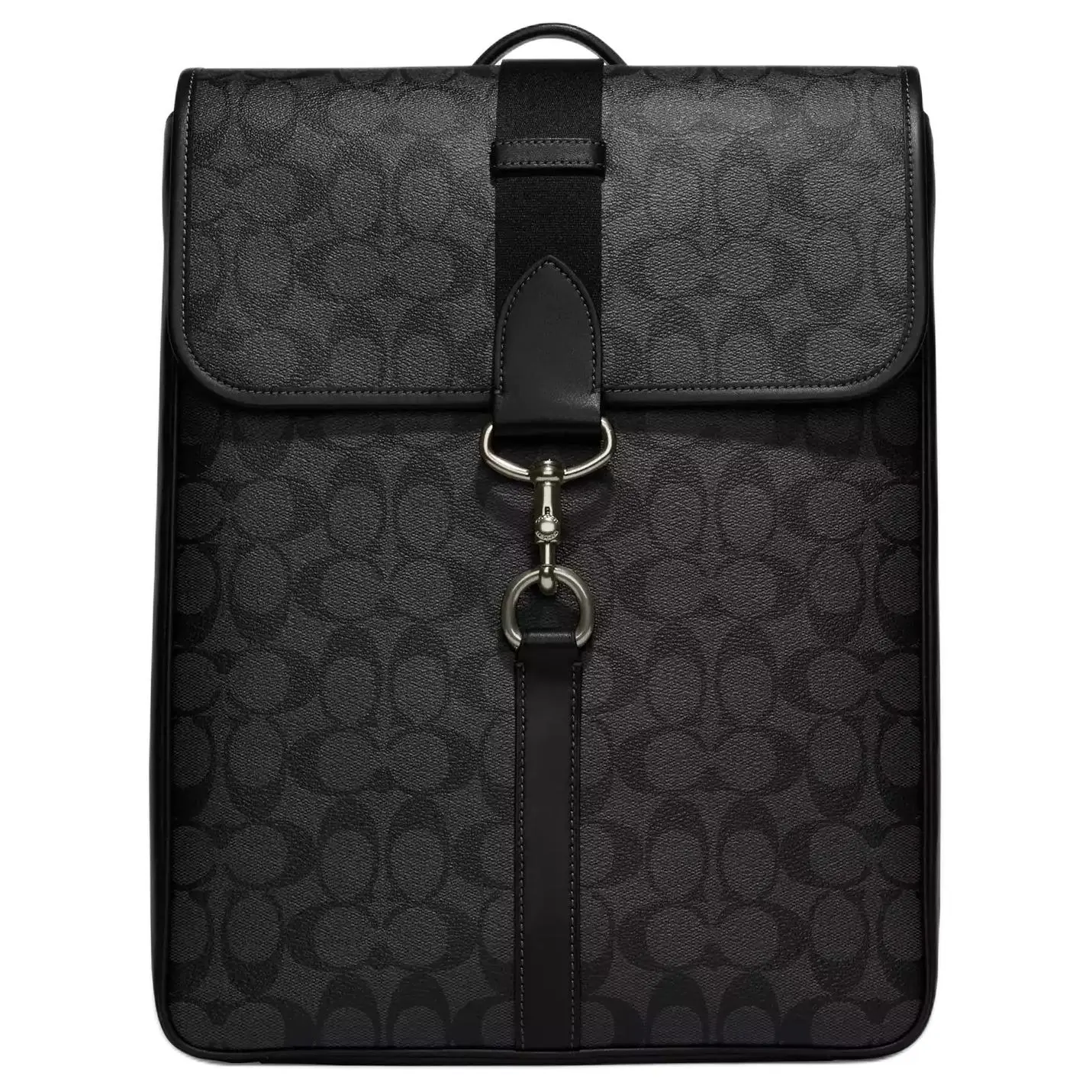 COACH Classic Monogram Canvas and Leather Laptop Backpack with Hardware Detail, Unisex Style, Black