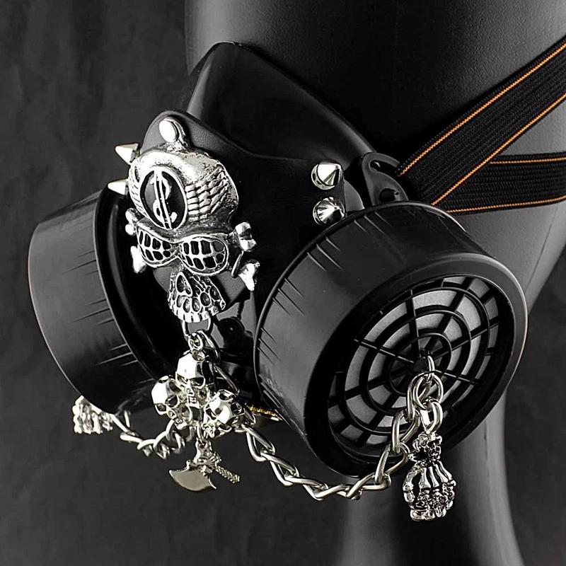 Steampunk Mask Men Masquerade Skeletal Spike Half Face Skull Mask Costume Cosplay Motorcycle Biker Face Mask