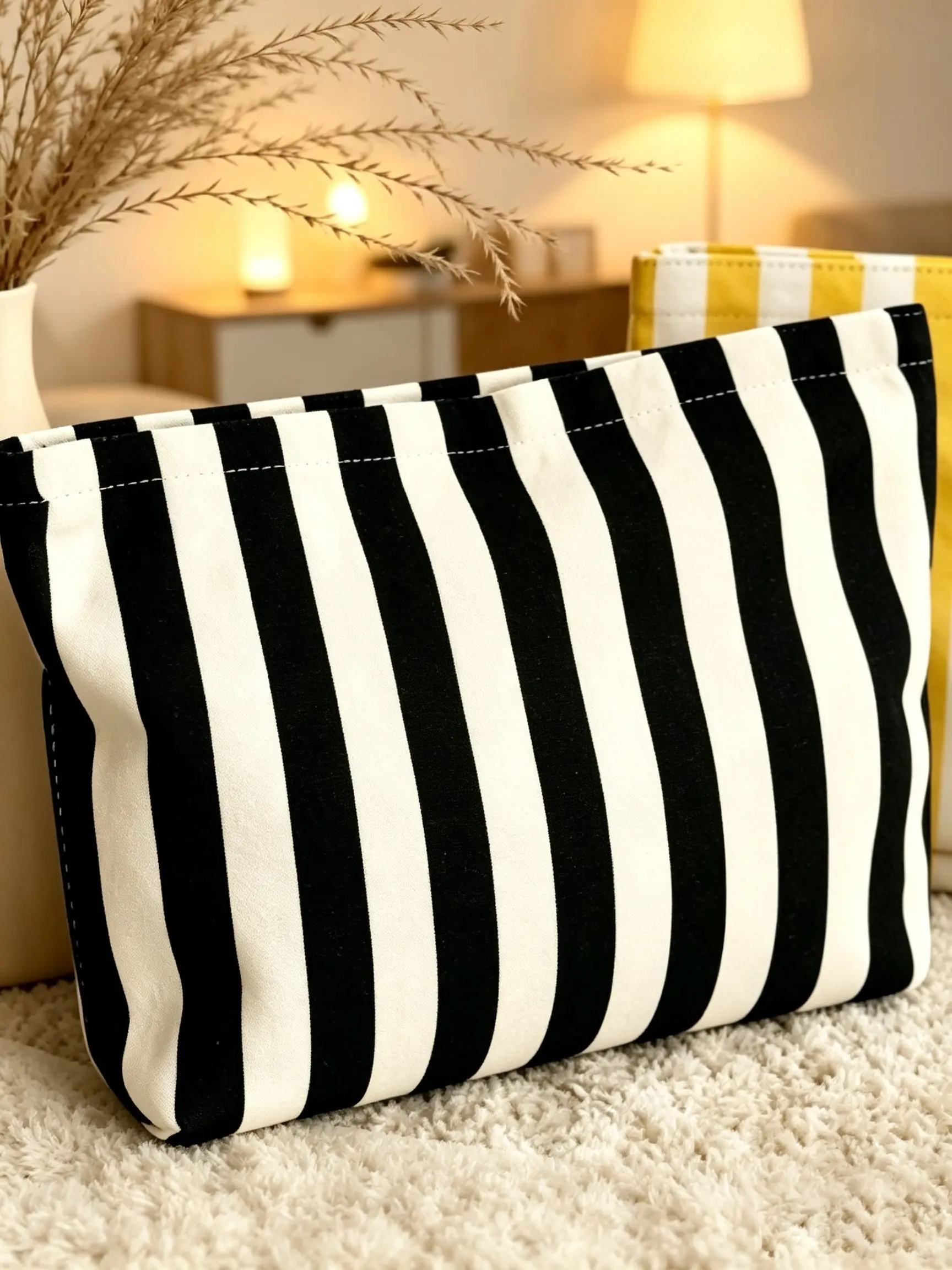Women's Striped Zipper Makeup Bag, Travel Beauty Bag, Compact Travel Organizer, Ideal for Vacations & Daily Use, Perfect Gift for Women