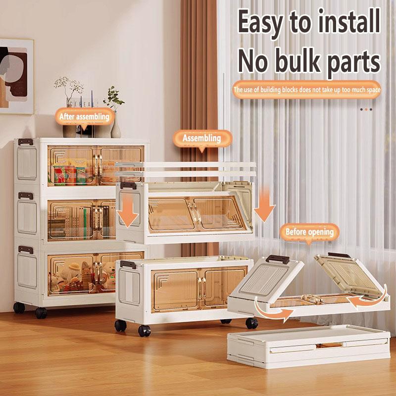 Foldable Storage Cabinet, Multi-layer Plastic Storage Box, Folding Storage Boxes, Home Organizer for Living Room Bedroom, Home Supplies