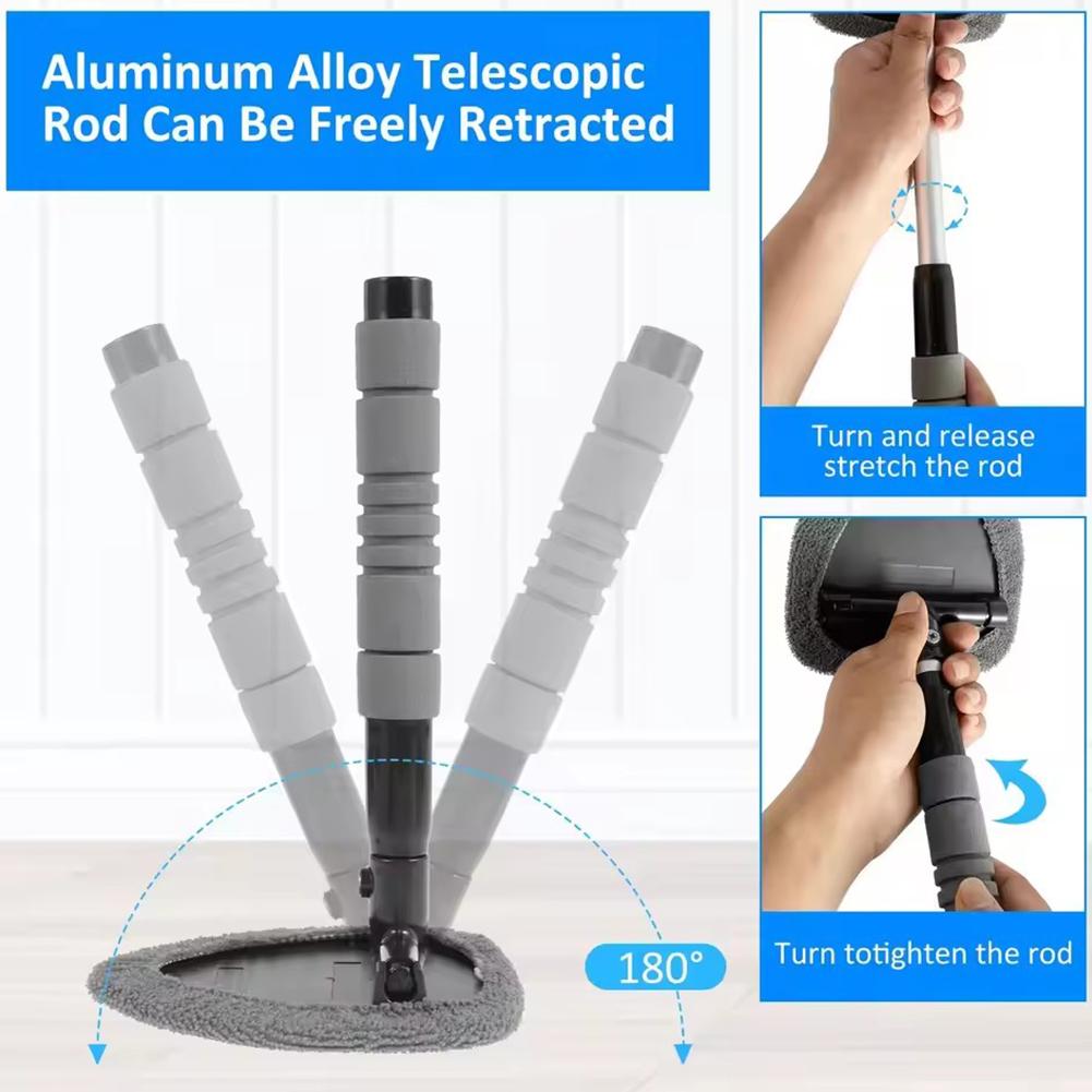 Microfiber Window Glass Cleaning Brush Car Windshield Cleaning Brush Set With Pad Extendable Handle Scraper Mist Eliminator Valentine's Day gift Tiktok Shop