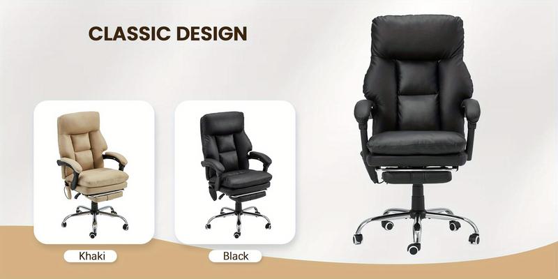 6-Point Vibration Massage Ergonomic Office Chair in Black - Height & Angle Adjustable Gaming Chair with Padded Armrests, 360° Swivel Rolling, Ideal for Office, Bedroom & Study