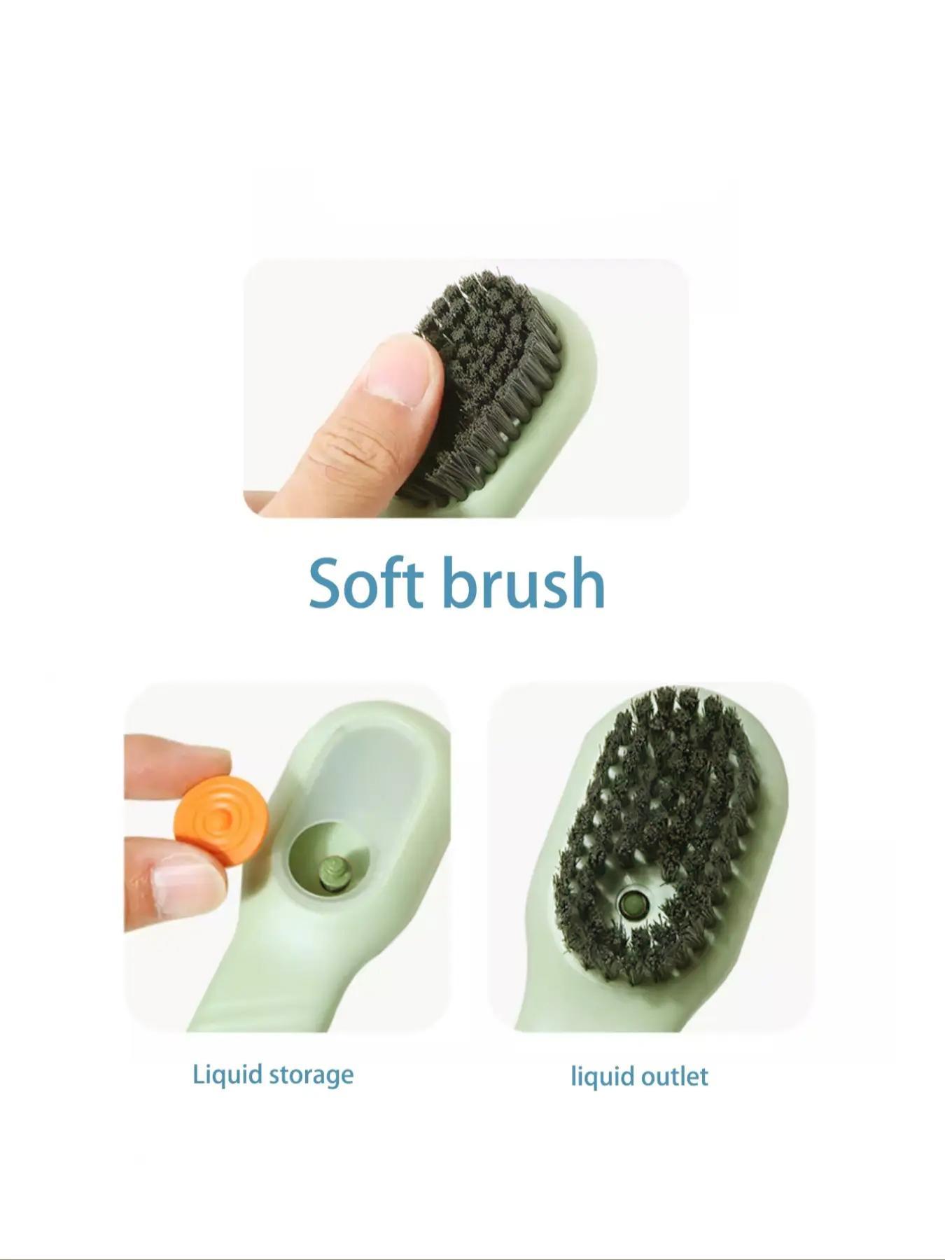Shoe Brush with Liquid Holder, Press Type Multifunctional Shoe Brush Cleaning Tool for Home Use, Convenient Household Shoe Washing Tool, Shoe Cleaner