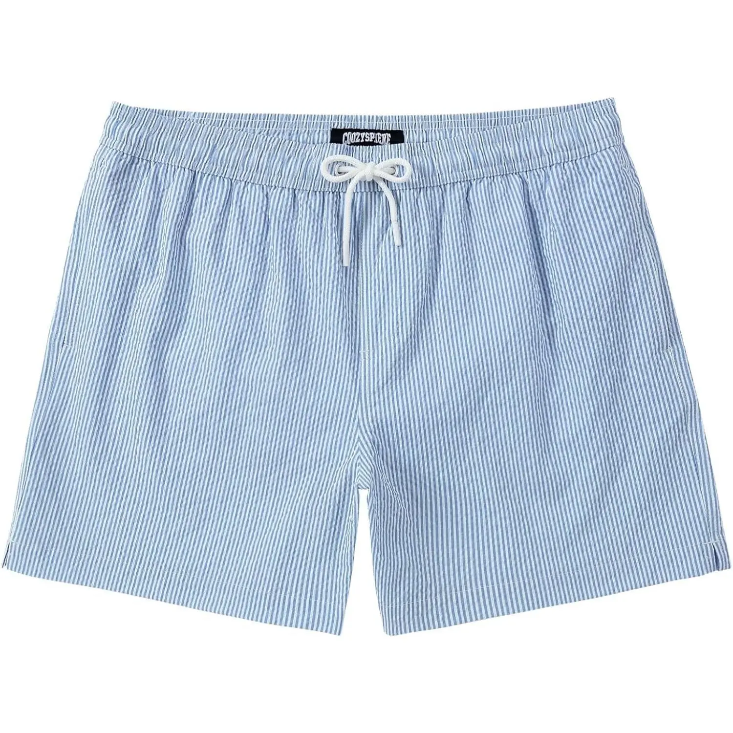 Men's Swim Shorts Seersucker Swimming Trunks for Men Beach Shorts Quick Dry Bathing Suit 5"/7"/9" with Pockets