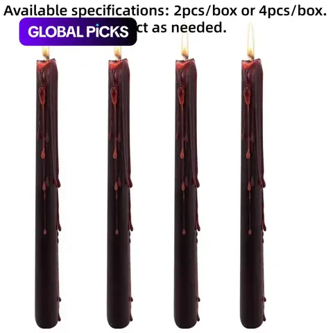 2/4 Pcs Vampire Tears Gothic Taper Candles, 9.8 Inch Tall Bleeding Blood Drip Candles, Unscented Tapered Candlesticks, Decorative Candle, Halloween Party Decorations #GLOBAL PICKS