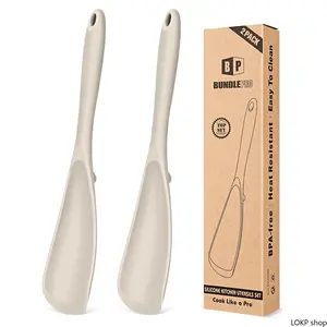 2-Pack Silicone Cooking Spoon Spatula, BPA-Free One Piece Utensil For Non-Stick Cookware, Multi-Function Kitchen Tool For Scooping Mixing Scraping And Serving