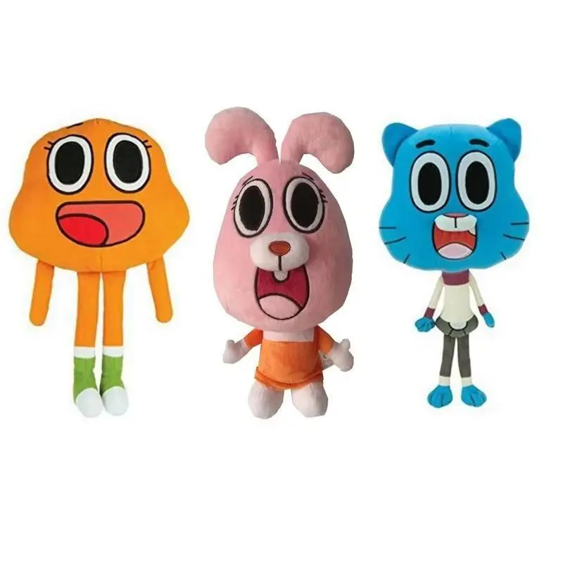 100% Brand New 25cm Cute Cartoon Style Stuffed Toys - The Amazing World of Gumball Miniko Characters, Unisex Anais/Darwin Cat/Bunny Soft Filled Plush Toys, Collectible Birthday Gifts for Kids