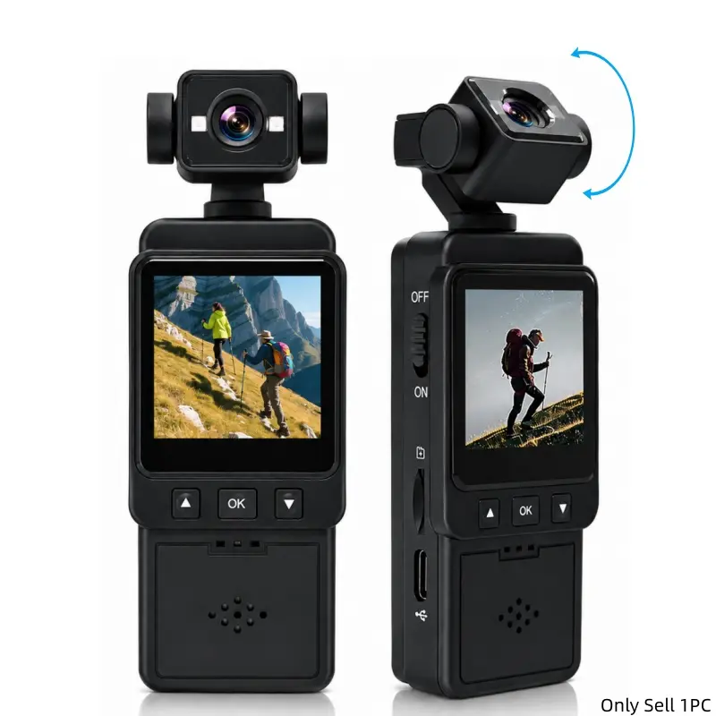 1080P Action Camera, 270° Adjustable Lens WiFi Pocket Camera with 6X Digital Zoom, Color Night Vision, Wearable Body Cam for Travel and Vlogging