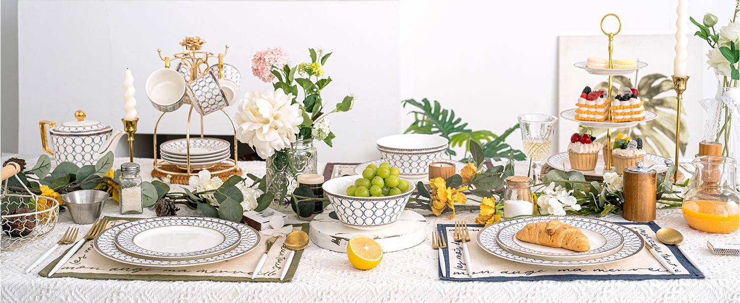 Bone China 4 Piece Dinner Plates 10 Inch Modern Round Salad Plates Dishware Set Microwave Safe Not Applicable For Kitchen Dining Tableware