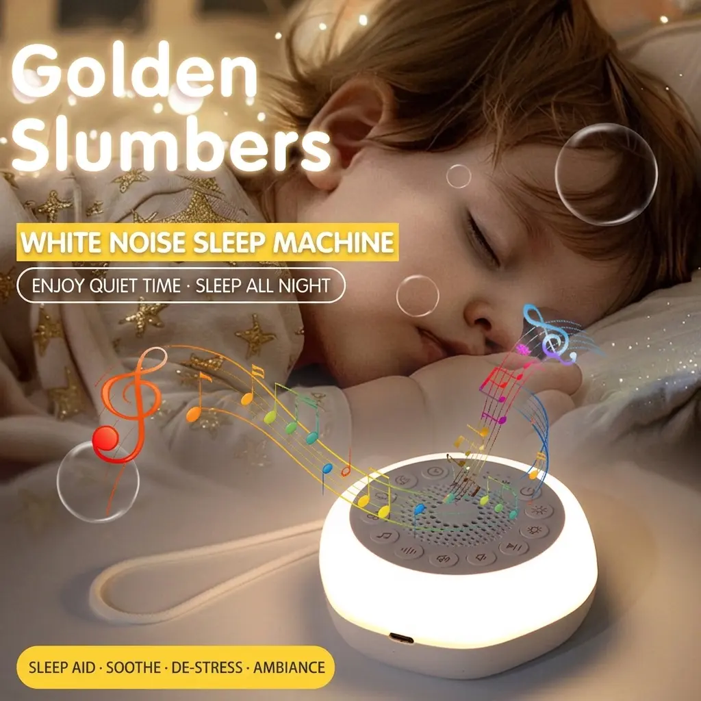 Portable Sound Machine with Night Light, White Noise Sound Machine for Baby, 20 Soothing Sounds, Sound Therapy, Long-Lasting Power, Timer, Clips on Stroller, Baby Shower Gifts