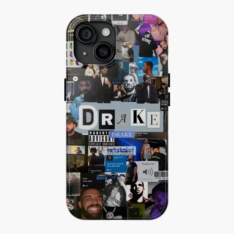 Drrrrake Rapper Collage Phone Case,Vintage Hip Hop Album Soft Protective Cover,Aesthetic hard phone Cover,Dual-Layer design phone case for iPhone 17 16 15 14 13 12 11 8 7 for Samsung Series,Durable Shockproof Protective Cover,perfect gift