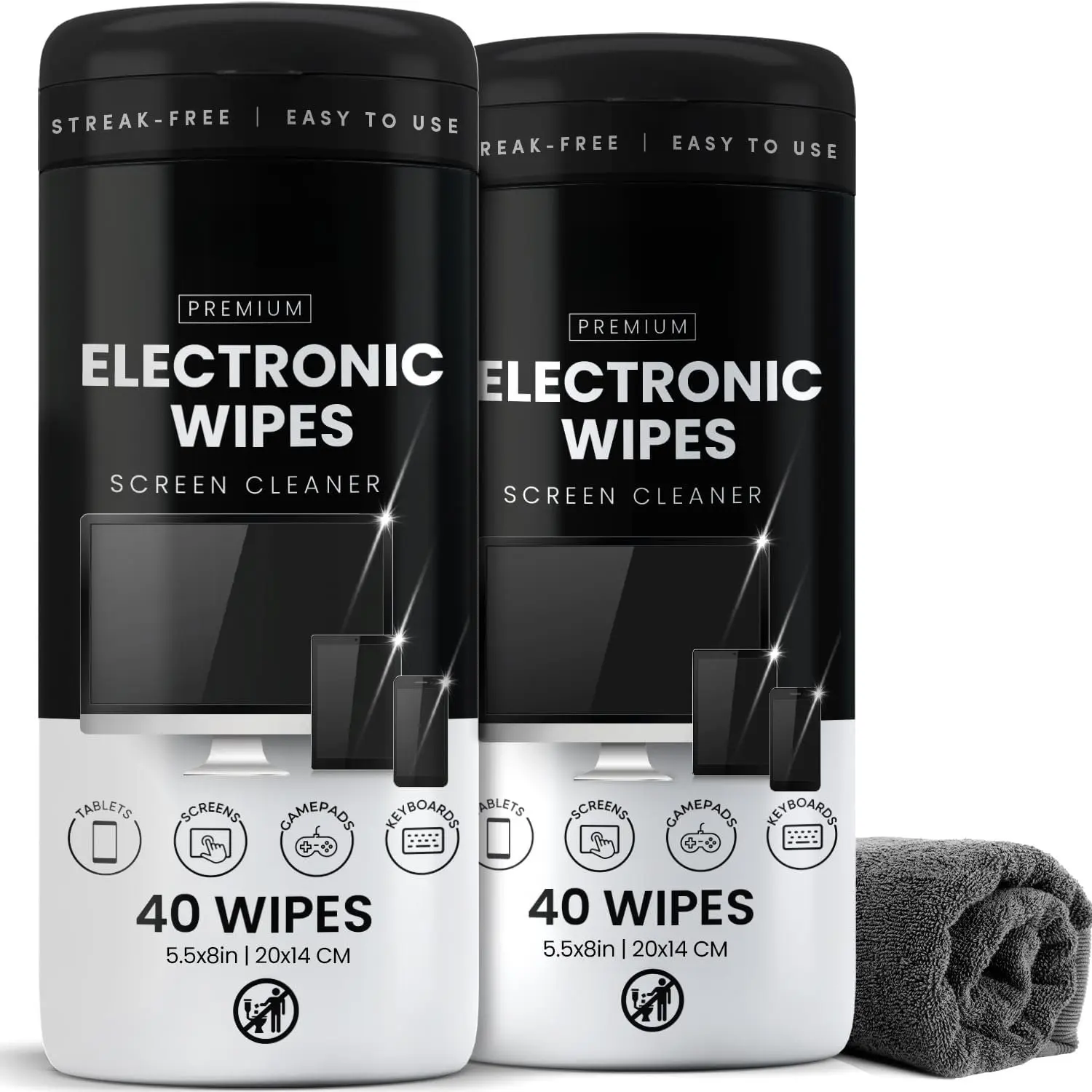 Wipes Screen Cleaner Streak-Free [2 Pack x40]  Screen Wipes, TV Screen Cleaner Wipes,  Wipes for  TV, Laptop, , ipad and  - [Microfiber Cloth + 80 Wipes]