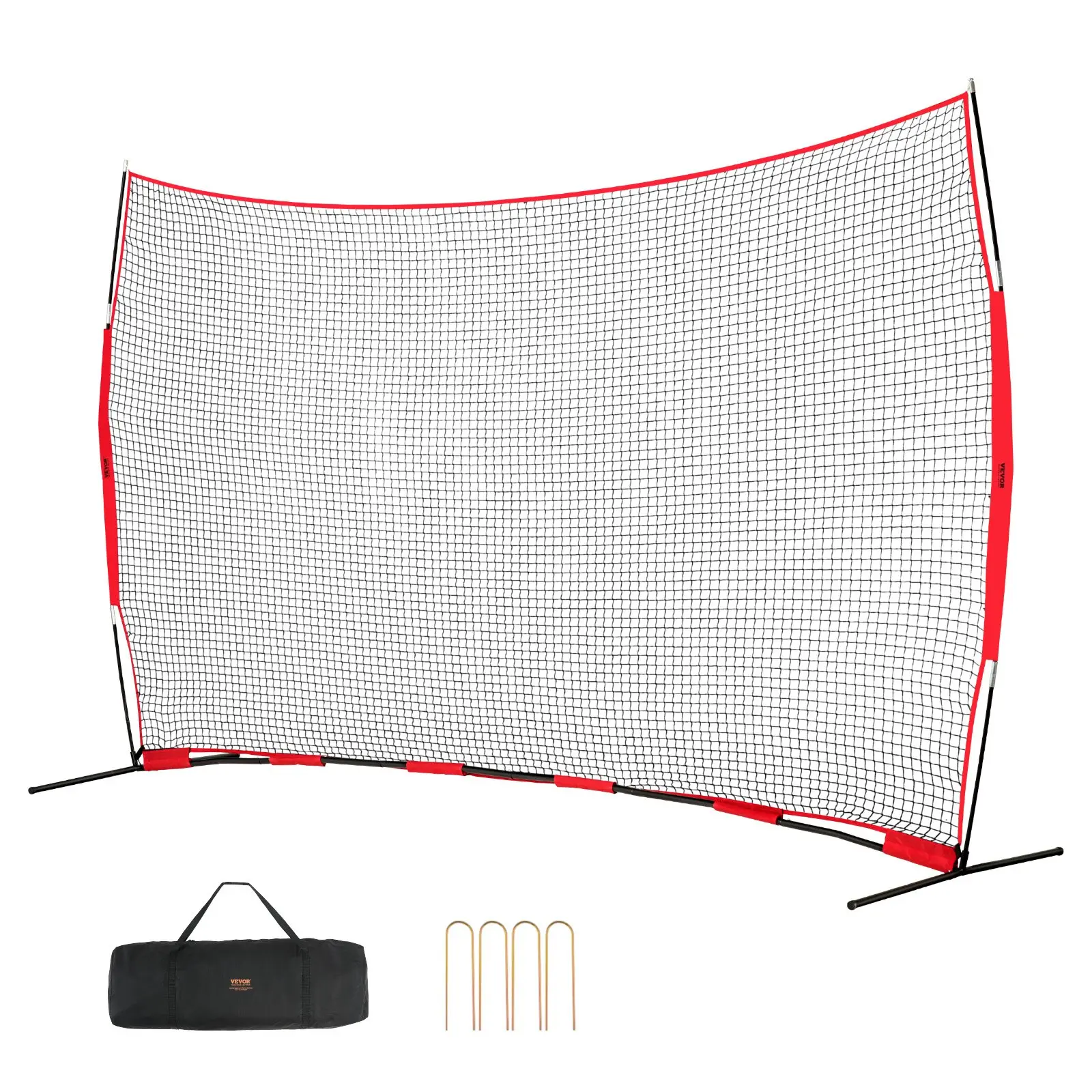 【DealsForYouDays】VEVOR Barricade Backstop Net, 16x10 ft Ball Sports Barrier Netting, Portable Practice Equipment with Carry Bag, Protection Screen for Baseball Softball Lacrosse Soccer Hockey Training, for Backyard