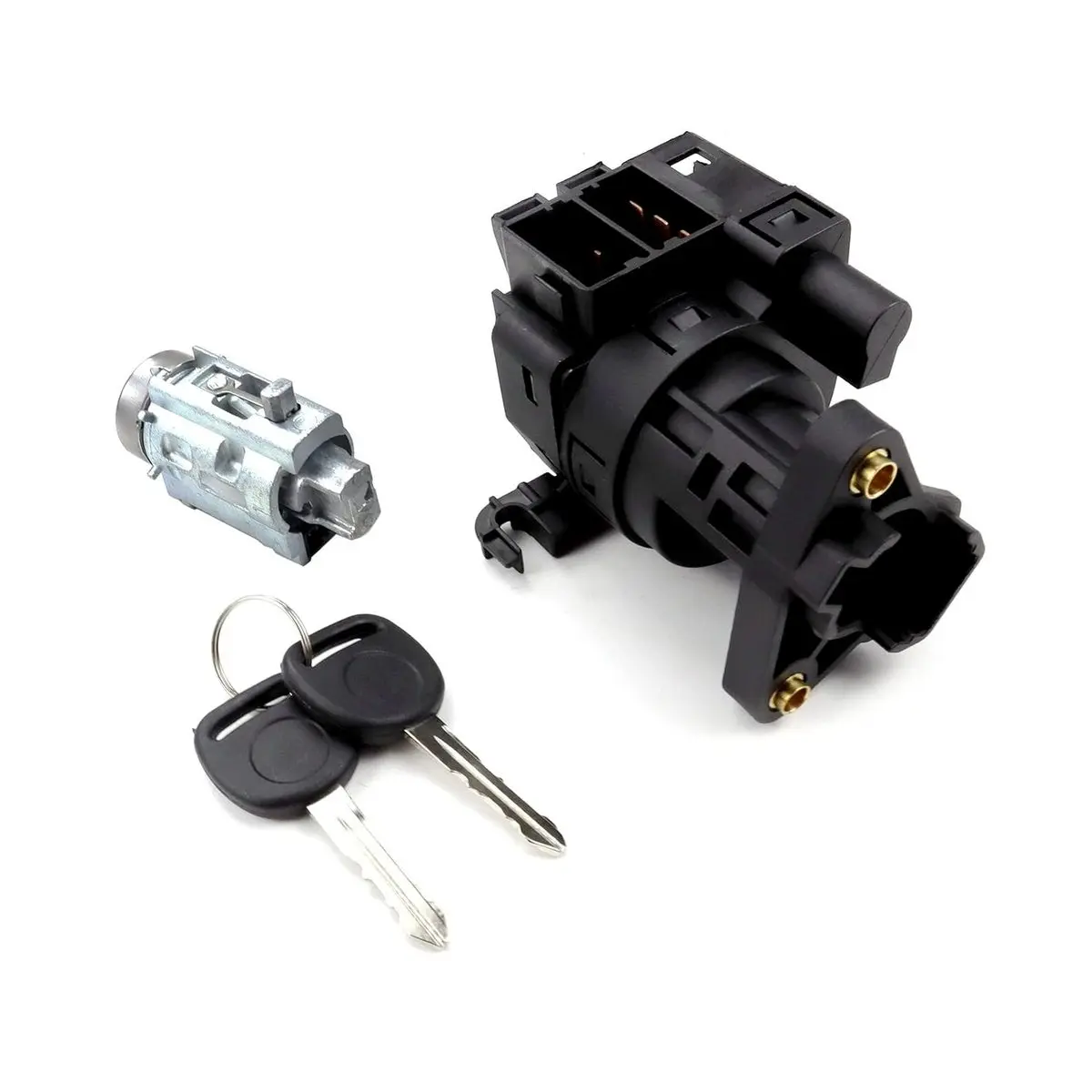 Ignition Switch and Lock Cylinder Kit with 2 Keys, 1 Ignition Switch with Pass-Lock Chip, Meets or Exceeds OEM Standards Compatible with 1997-2005 Chevy Malibu, Chevy Impala, Monte Carlo, Olds Alero, Pontiac Grand Am, Replaces 12458191, 22599340, Car Repa