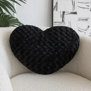Soft Heart Shaped Decorative Throw Pillow Cushion for Bed Couch Chair Sofa Bedroom Living Room (Black, Mini 12.9" x 9.8")
