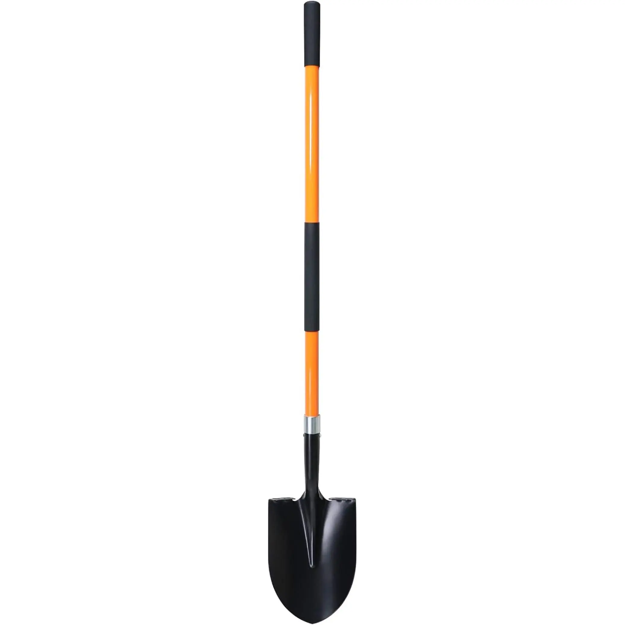 Heavy Duty Gardening Shovel, 56 Inch Round Blade with Fiberglass Handle (Orange)