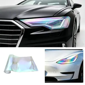 Chameleon Car Headlight Film, Transparent Vinyl Protective Membrane, Self-Adhesive Waterproof, UV Resistant, Suitable for Various Vehicles
