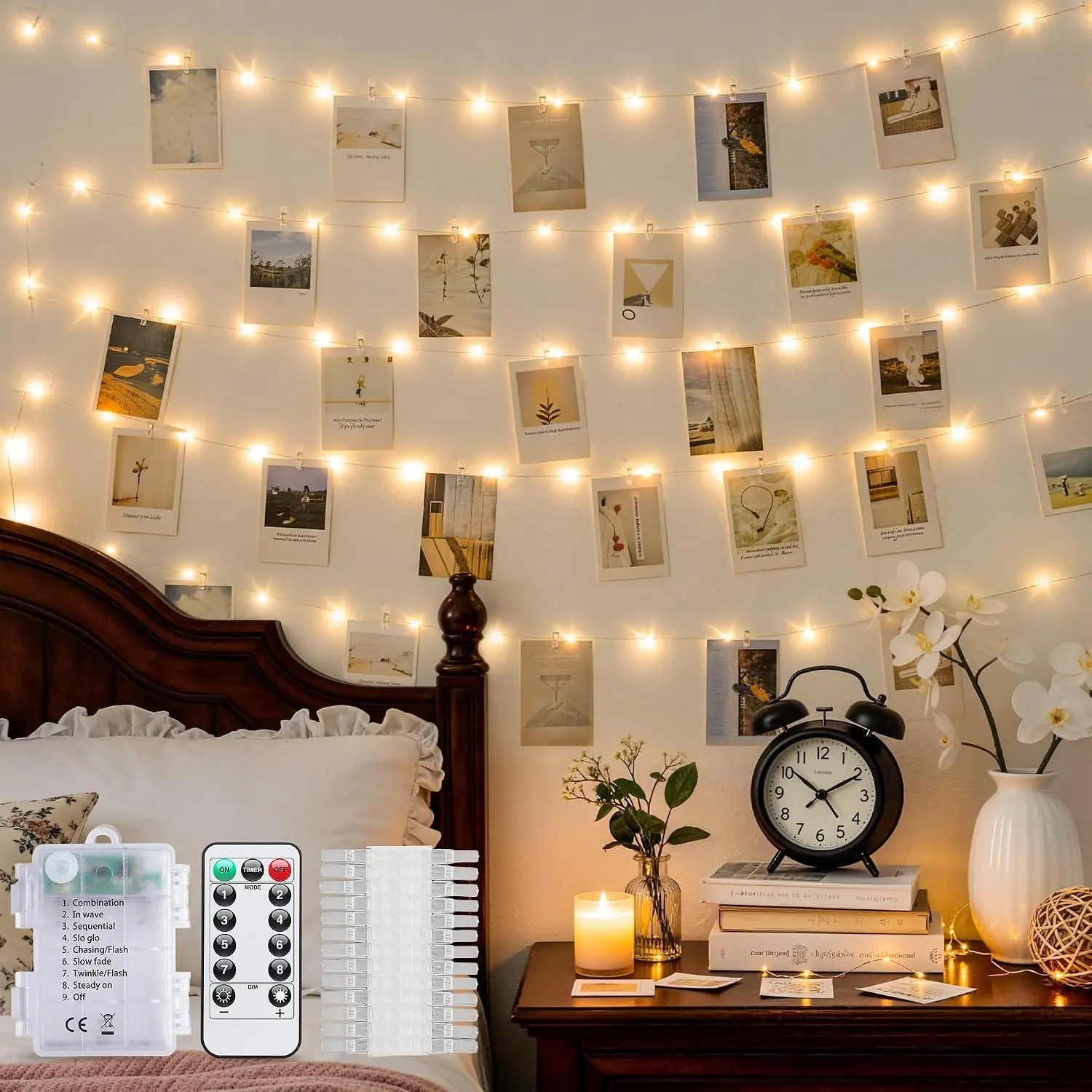 100LED Photo Clips String Light, 33ft Fairy Lights with 50 Clips