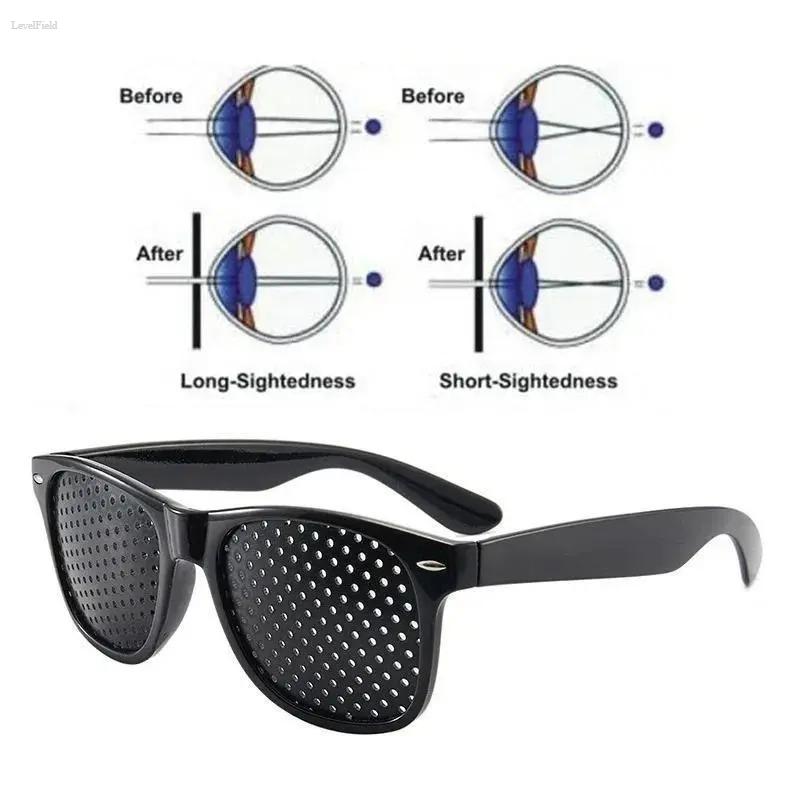 Pinhole Glasses Eye Exercise Vision Training Lightweight Black Frame Reduce Eye Strain Improve Focus for Reading Screen Time Work