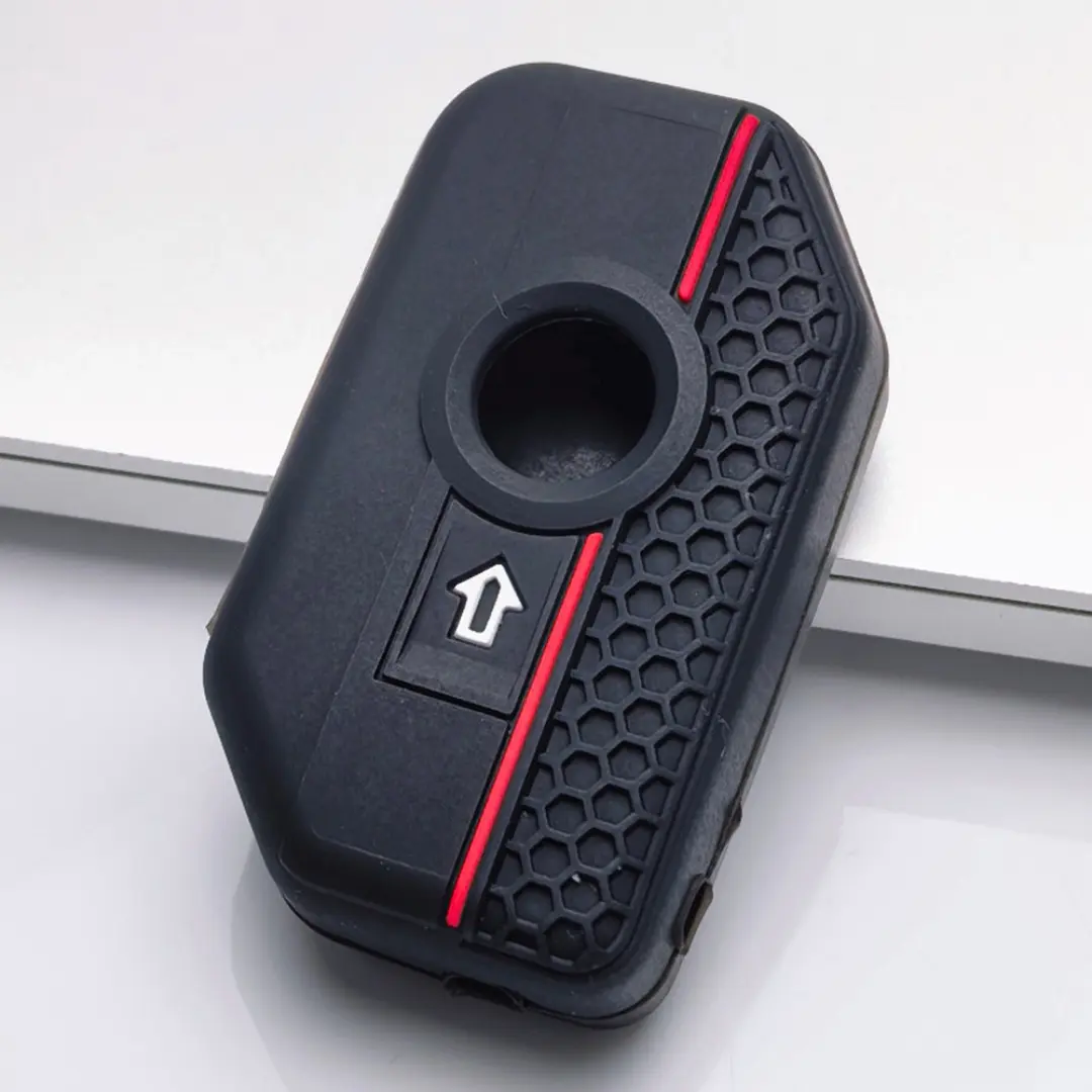 Premium Silicone Key Cover for BMW Motorcycle 2 Button Smart Key, fits R1200GS R1250GS F750GS F850GS K1600GT. Shockproof anti-scratch shell offers durable grip, full protection against drops & dirt with easy installation.