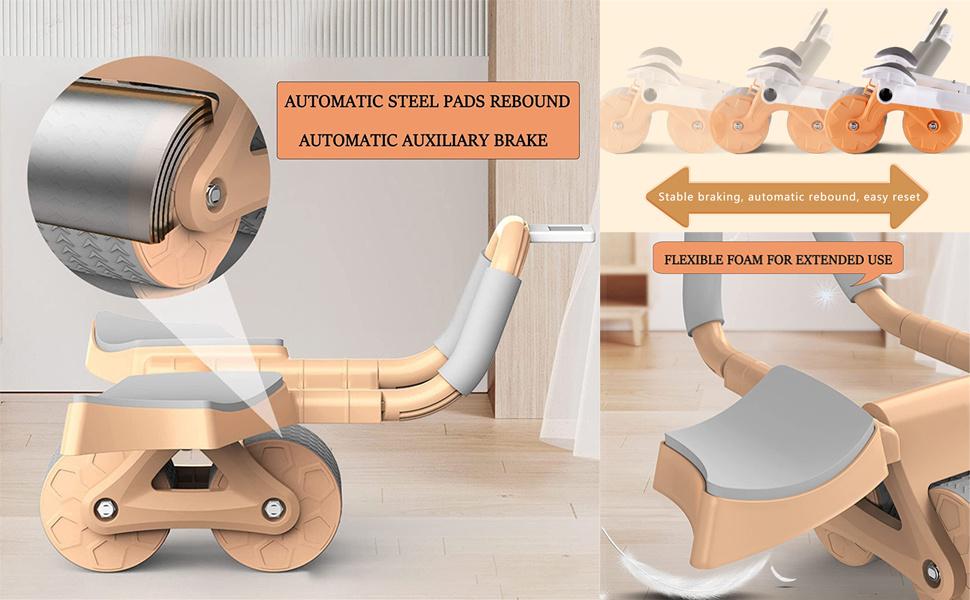 Ab Roller Wheel,with Timer Automatic Rebound Abdominal Wheel,Elbow Support Abs Roller Wheel Core Exercise Equipment