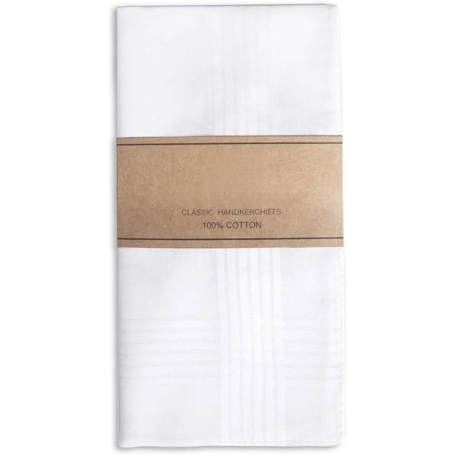 Selected Hanky Men's Handkerchiefs,100% Soft Cotton,White Classic Hankie Pack of 12