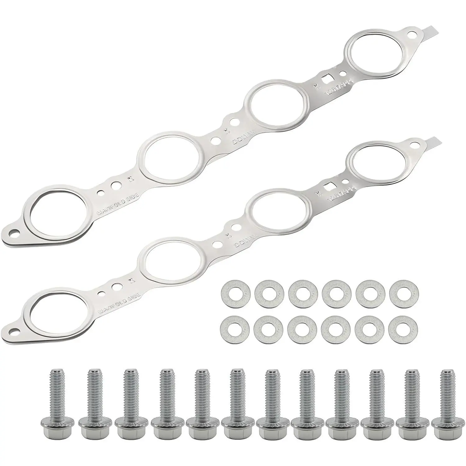 MLS Exhaust Header Manifold Gasket with Bolts Compatible with Cadillac CTS Escalade for Chevy Camaro Silverado GMC Pontiac for LS Engines 4.8L 5.3L 5.7L - Replaces 12617944 12600530