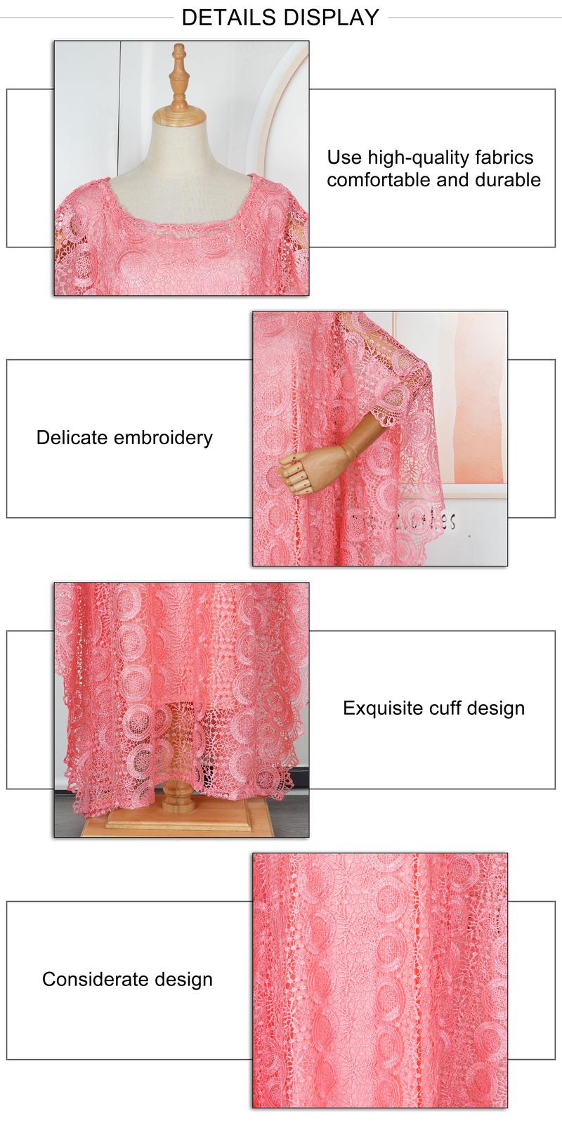 African Women's Solid Color Lace Kaftan elegant Dress 2026 Embroidery Rhinestone for Party Holiday Wedding Guest Plus Size Ladies Clothes for All Seasons maxi formal party gown goddess valentine's day vacation