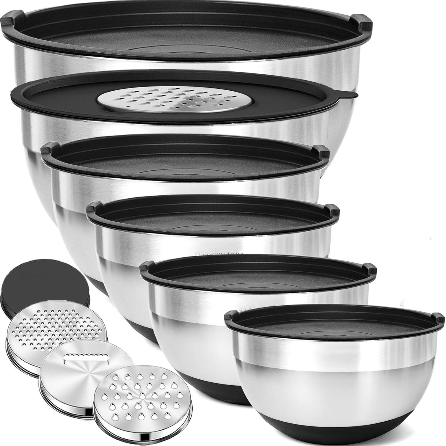 Kitchen Baking & Prep Set 21PCS | Stainless Steel Mixing Bowls, Lids, Graters, Whisk & Utensils, Stackable Organizer Kitchen Baking & Prep Set 21PCS | Stainless Steel Mixing Bowls, Lids, Graters, Whisk & Utensils, Stackable Organizer