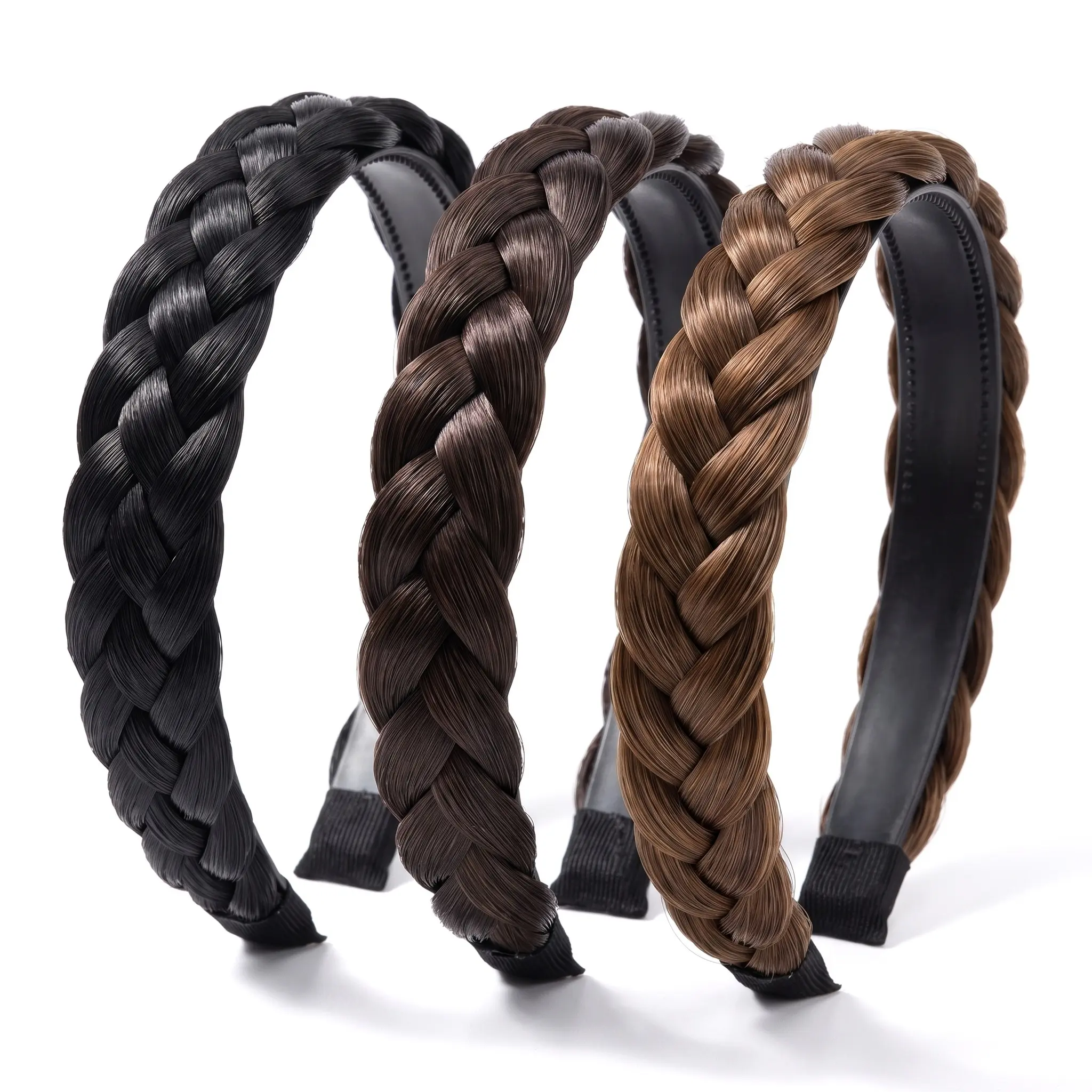 Women's Fabric Boho Braids Headband - Instant Volume, High Crown, Non-Slip Woven Bun Clip, Natural Look, Casual Braids Hairstyles Essential for Everyday Use