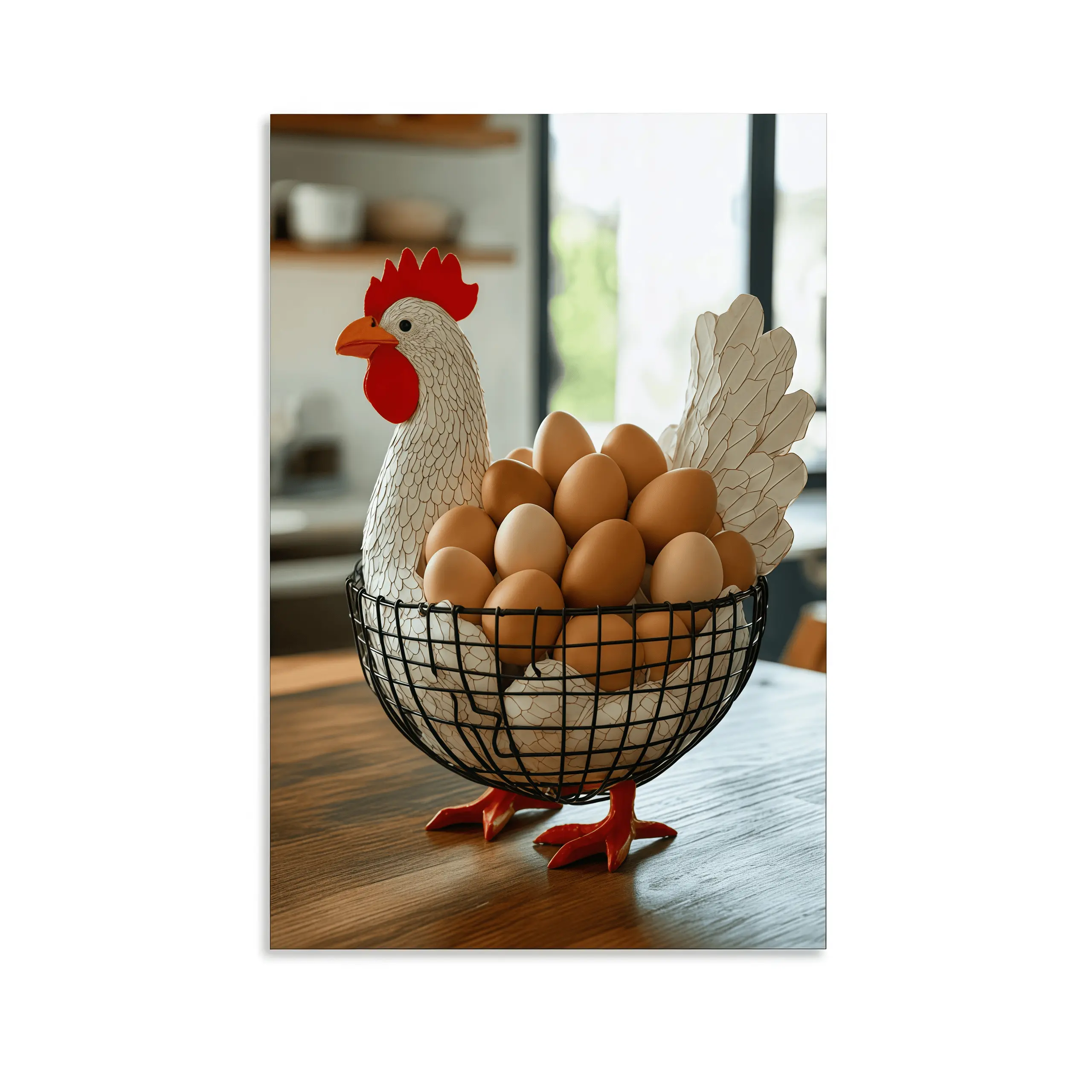 Charming Rooster and Egg Basket Canvas Wall Art Rustic Farmhouse Decoration for Kitchen Living Room or Office Cute Animal Pattern Wall Decor Country Style Home Decor Vintage Farmhouse Artwork Kitchen Wall Art Spring Decor Easter Gift Idea Cozy Rural Room