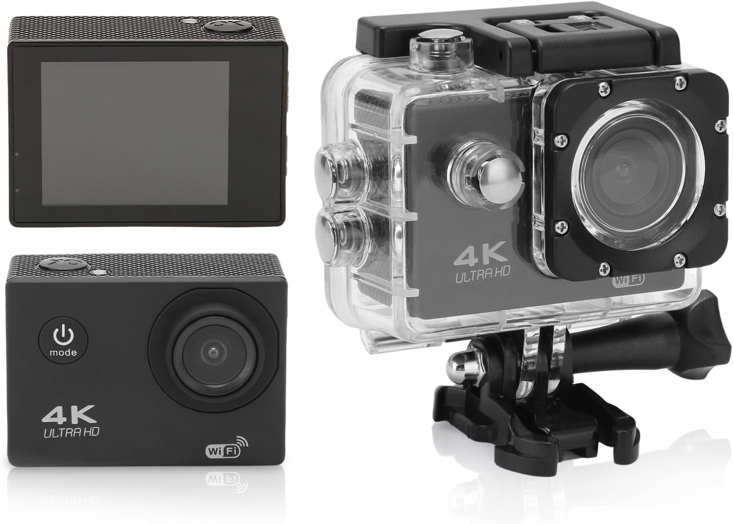 Sanpyl 4K 30FPS 16MP Action Camera, Ultra HD 30M Underwater Sports Camera with 2.0 Inch Screen, 170 Degree Wide Angle, for Swimming
