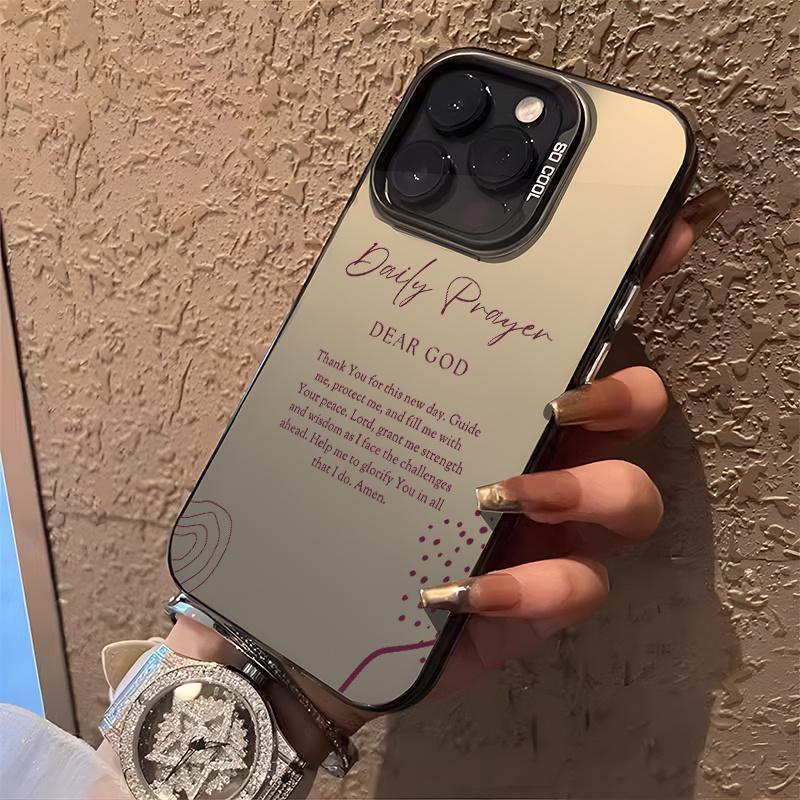 Compatible with iPhone 17 16 Pro Max 15 Plus 14 13 12 11 Air X XR Daily Prayer Christian Quote Aesthetic Pattern Durable shockproof Anti-Scratch PC Protective case.QXD701.designer,case Cover Protection