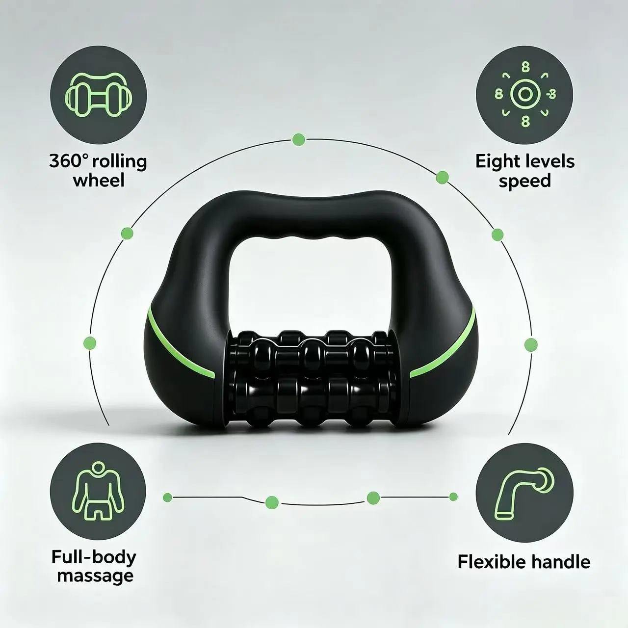 360° Rotating Handheld Massage Roller, USB Rechargeable LCD Display Vibration Massager, Portable Full Body Muscle Relief Tool