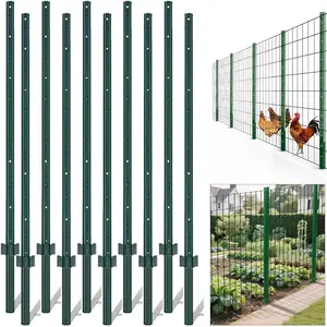 GARVEE Metal Fence Post 5 Feet,U Post for Wire Fence, No Dig Steel U Posts Fencing,Wire Mesh Fences Poles Sign Outdoor Light Duty for Lawn Garden ,Pack of 10