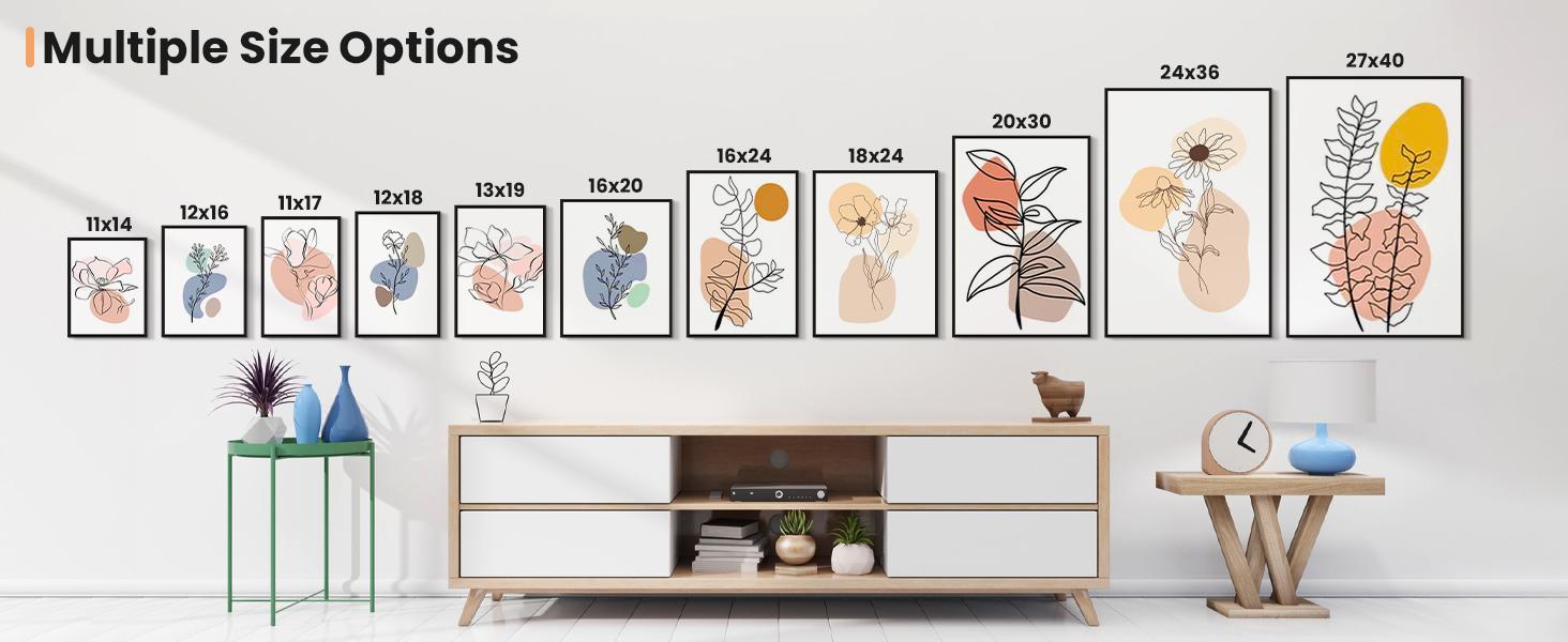 upsimples 16x24 Picture Frame Black 3 Pack, Scratch-Proof Poster Frames 16 x 24 for Photo Gallery - Slide-In Strips, Horizontal or Vertical Wall Mounting