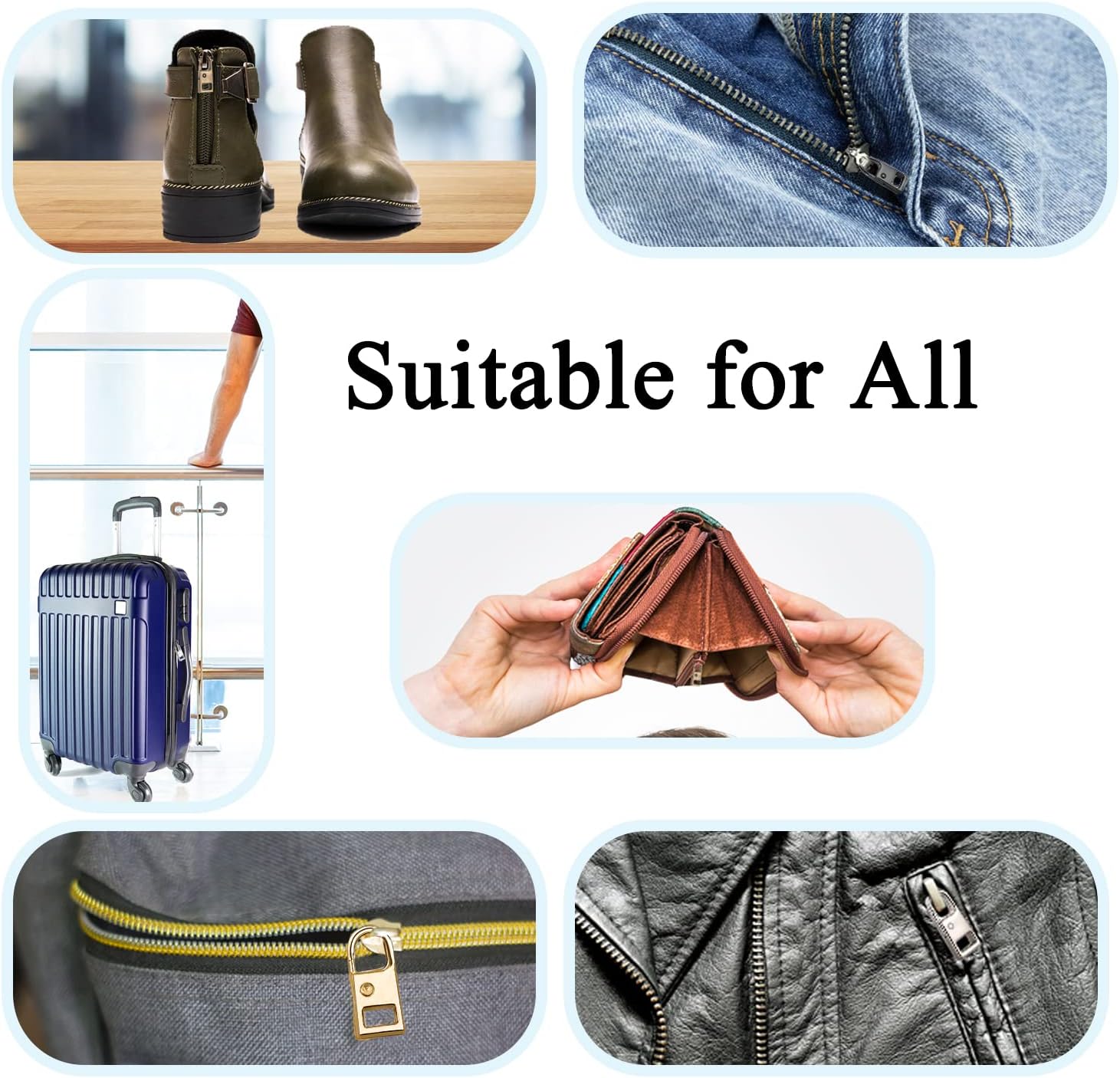 10 count Zipper Pull Replacement, Repair Kit Zipper Slider, Metal Fix Zipper Handle, Detachable Zipper Pull Tabs for Luggage Clothing Jacket Backpacks Coat Boots (Black, , ,  Black, Bronze)