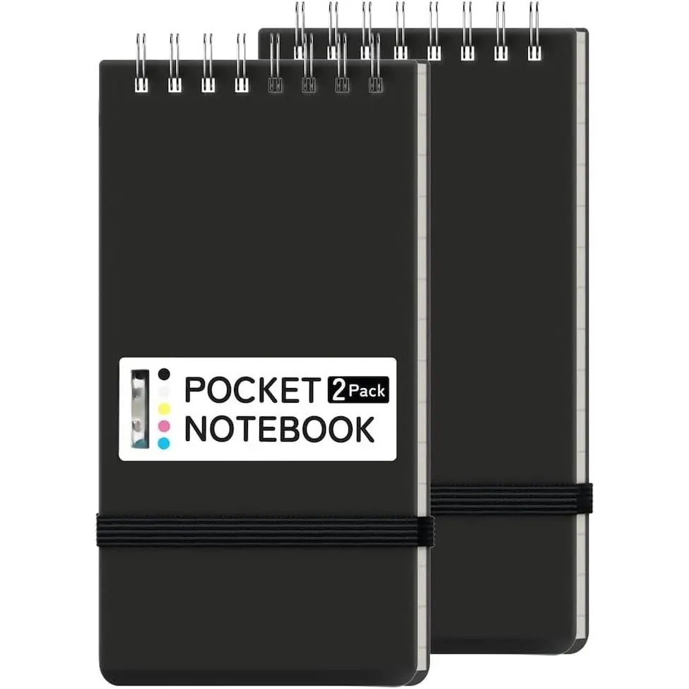 Small Pocket Notebook, Mini Notepad Spiral Notebooks Note Pads (Black, 3x5)
