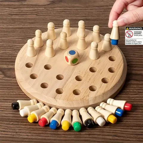 Wooden Memory Match Game, Educational Chess Puzzle for Kids & Adults, Portable Family Strategy Board Game for Holiday Gifts & Brain Training, Family Fun Game, Durable Tabletop Game, Tabletop Games