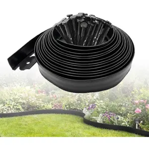 Landscape Edging 66FT,4IN High Garden Edging Borders,Lawn Edging Kit with 100 Spikes, Plastic Fence  DIY for Yard, Tree, Flowerbeds, Landscaping, Grass -Black