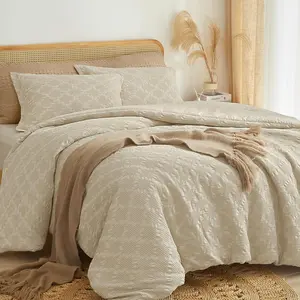 Waffle Weave Comforter Set 3 count  Size,  Rhomboid Soft Breathable Lightweight Textured for  , Aesthetic  Decor Bedding Set with Pillowshams, Light Taupe